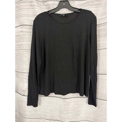 Eileen Fisher Black 100% Silk Long Sleeve Top Size L