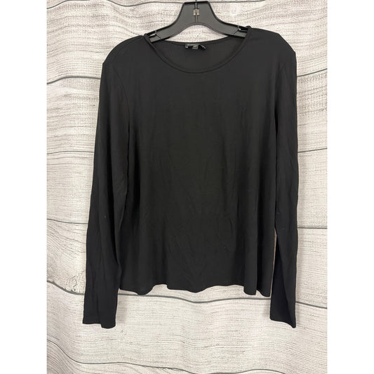 Eileen Fisher Black 100% Silk Long Sleeve Top Size L