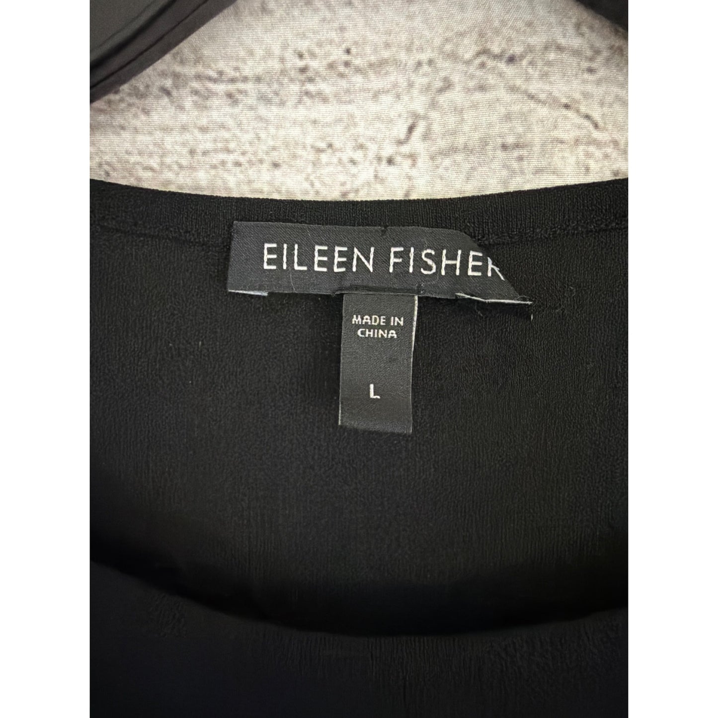 Eileen Fisher Black 100% Silk Long Sleeve Top Size L