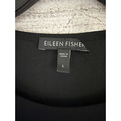 Eileen Fisher Black 100% Silk Long Sleeve Top Size L