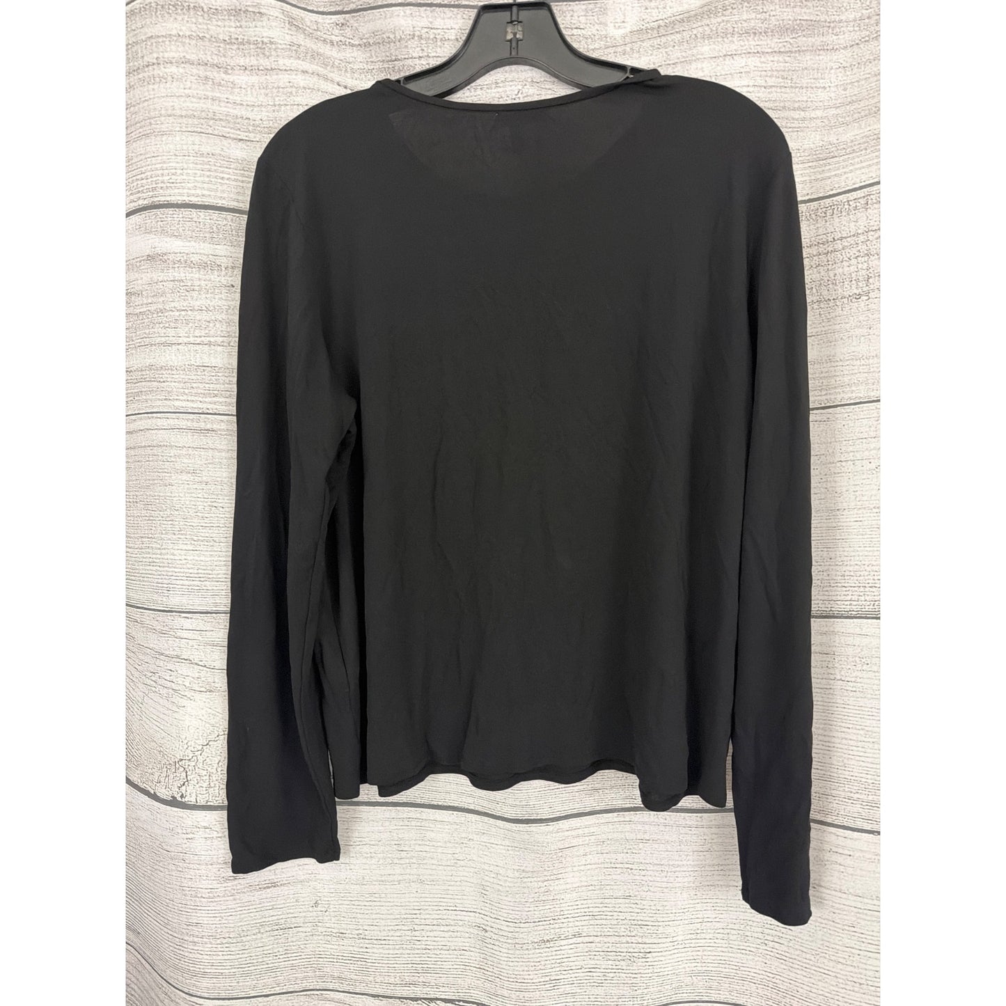 Eileen Fisher Black 100% Silk Long Sleeve Top Size L