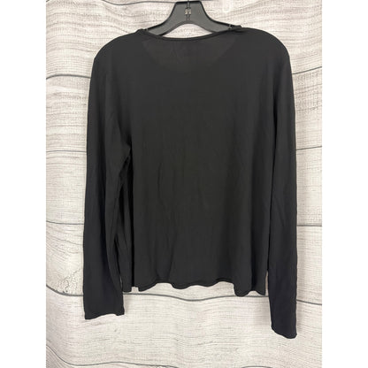 Eileen Fisher Black 100% Silk Long Sleeve Top Size L