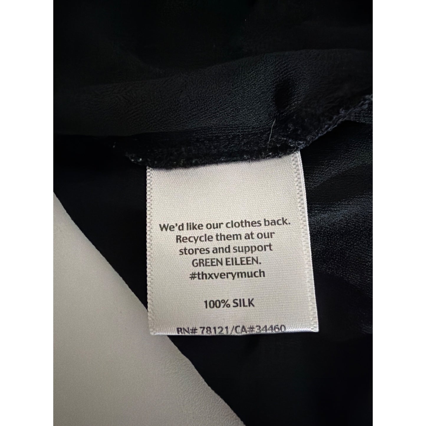 Eileen Fisher Black 100% Silk Long Sleeve Top Size L