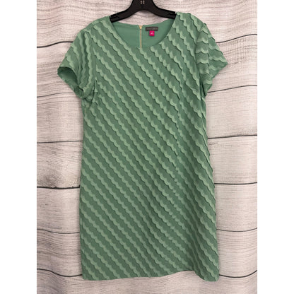 Vince Camuto Green Scallop Textured Short-Sleeve Shift Dress Size 12
