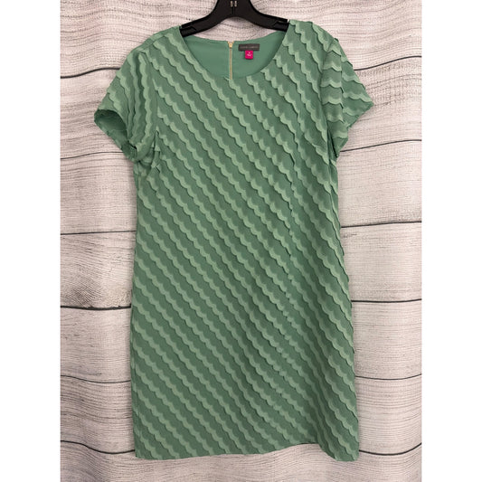 Vince Camuto Green Scallop Textured Short-Sleeve Shift Dress Size 12