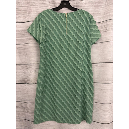 Vince Camuto Green Scallop Textured Short-Sleeve Shift Dress Size 12