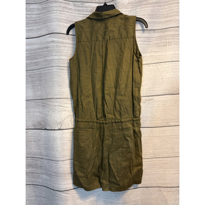 Lauren Ralph Lauren Sleeveless Olive Romper With Button Front & Drawstring Waist Size 6