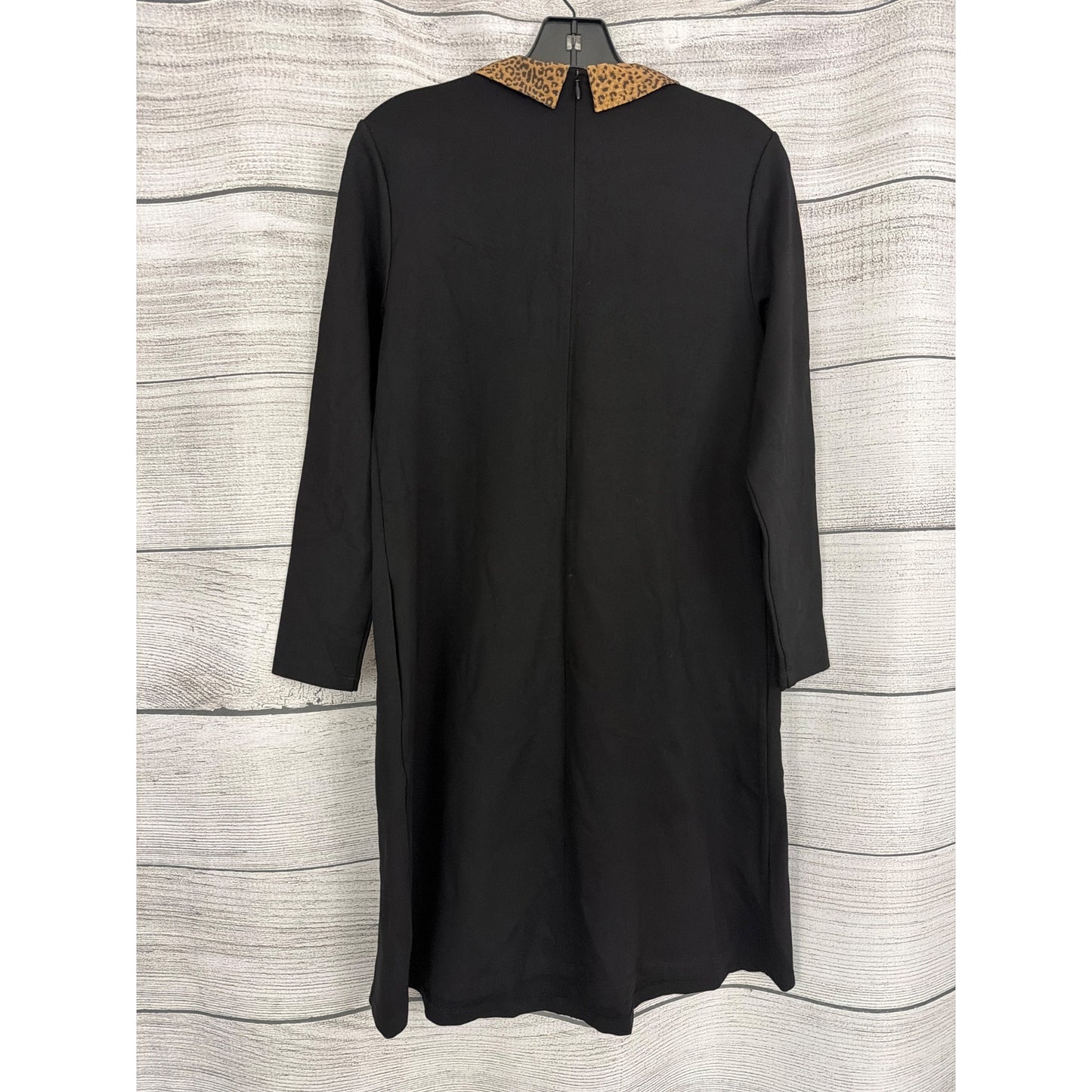 J. McLaughlin Black Dress With Leopard Peter Pan Collar Size S