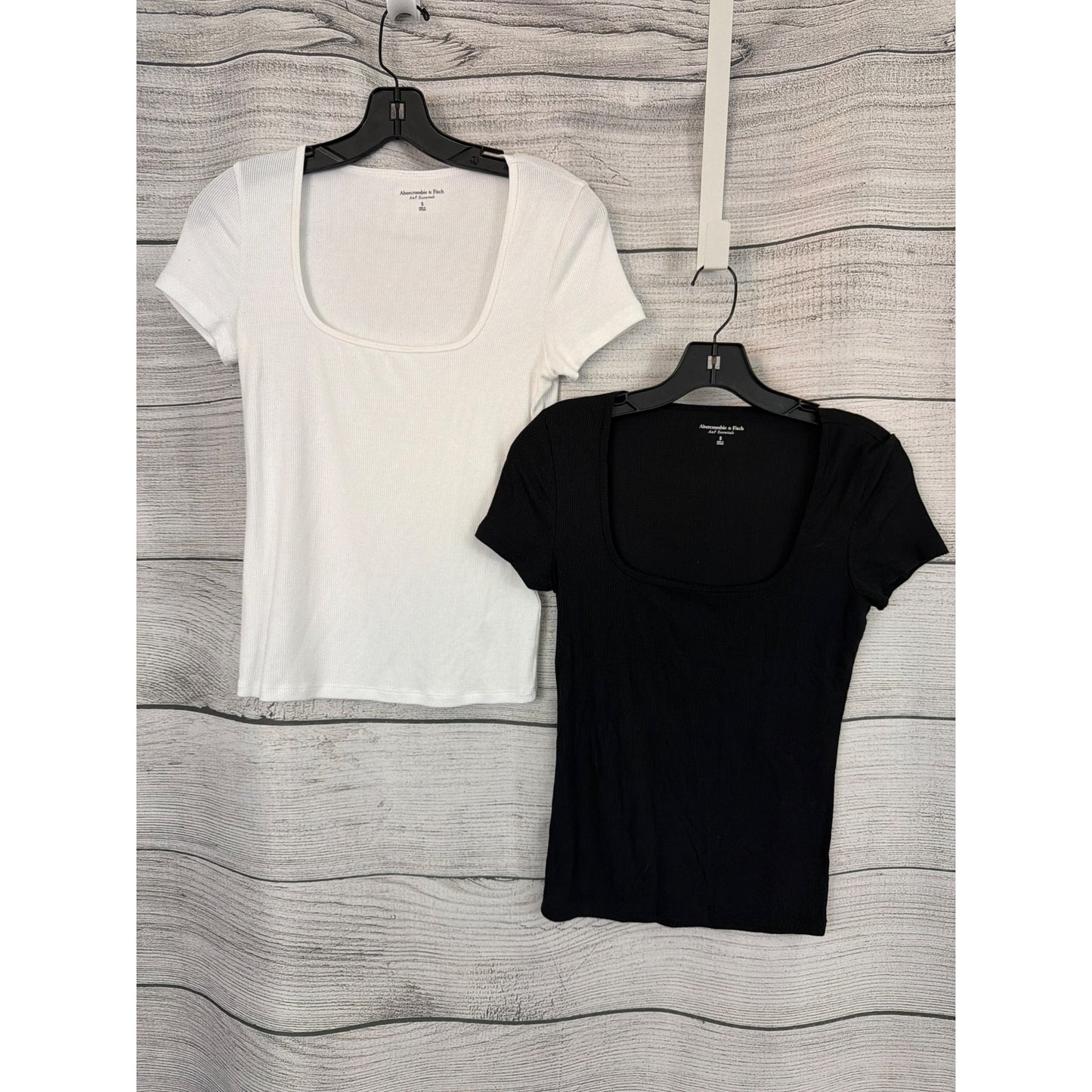 Abercrombie & Fitch A&F Essentials White & Black Ribbed Square Neck Tops Size S