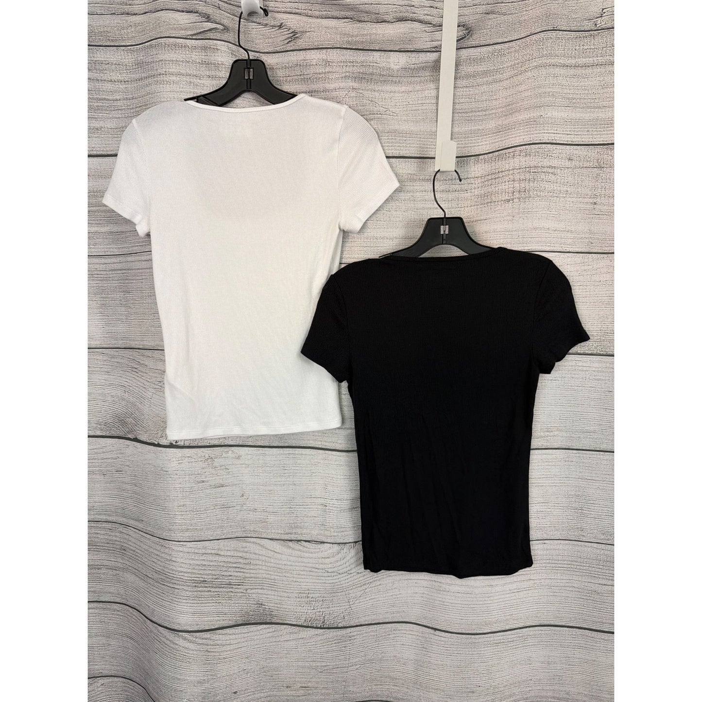 Abercrombie & Fitch A&F Essentials White & Black Ribbed Square Neck Tops Size S