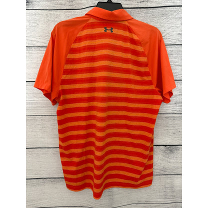 Under Armour Mens Striped Orange Polo Shirt Size L