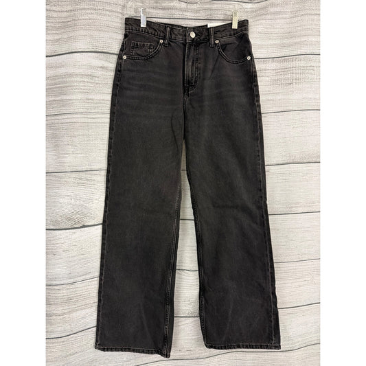 NWT H&M Divided Wide High Waist Full-Length Black Jeans Size 6