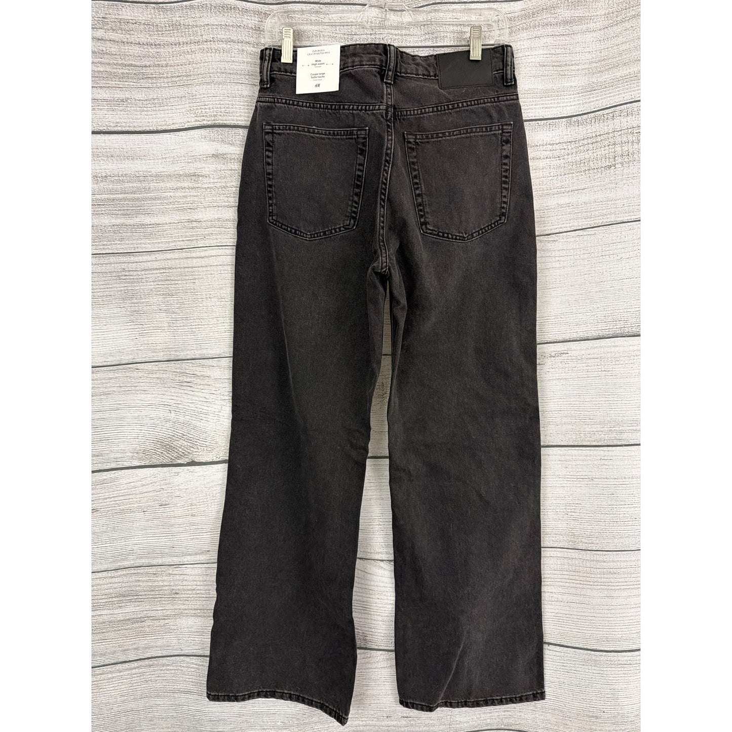 NWT H&M Divided Wide High Waist Full-Length Black Jeans Size 6