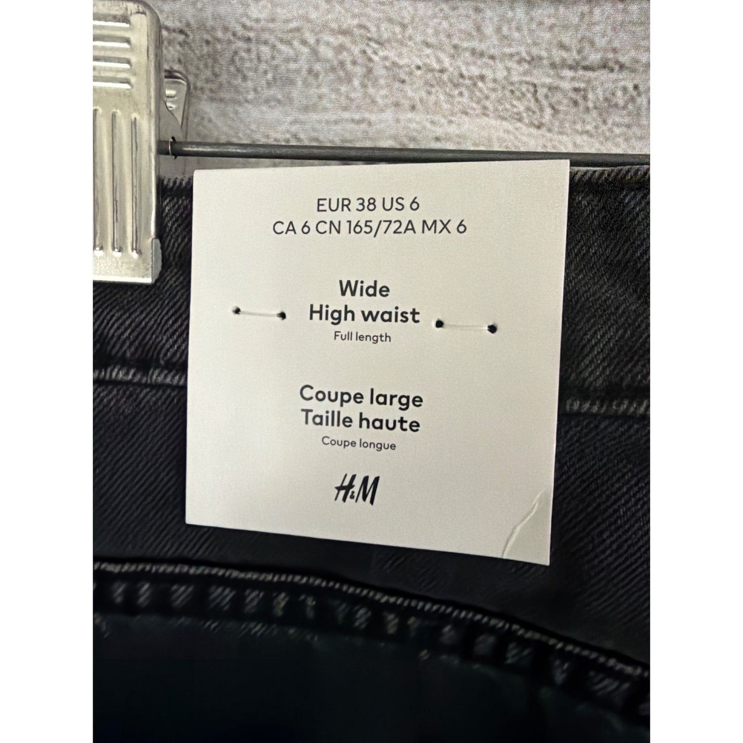 NWT H&M Divided Wide High Waist Full-Length Black Jeans Size 6