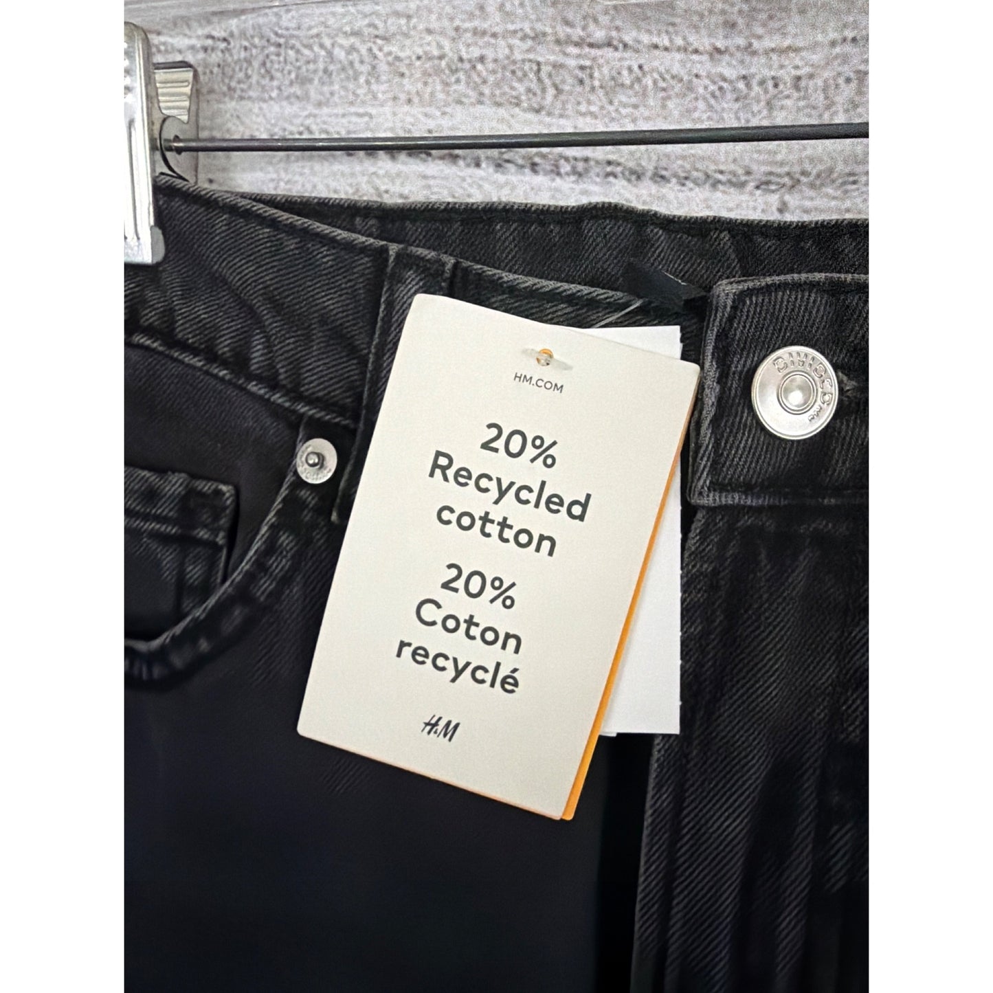 NWT H&M Divided Wide High Waist Full-Length Black Jeans Size 6