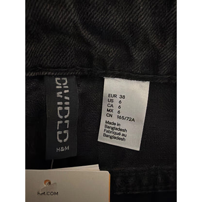 NWT H&M Divided Wide High Waist Full-Length Black Jeans Size 6