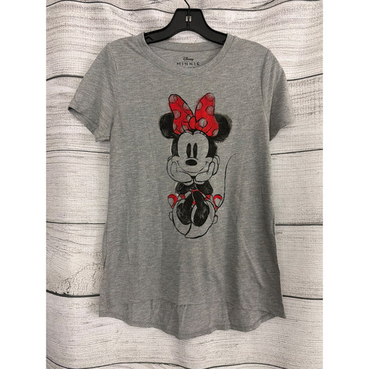 Disney Minnie Mouse Gray Graphic T-Shirt Size S