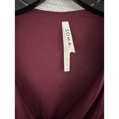 Soma Burgundy Twist Front Long-Sleeve Maxi Dress Size XS
