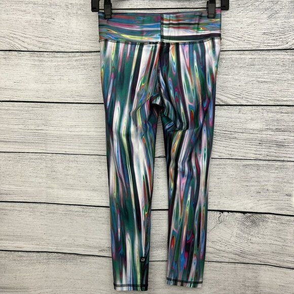Terez Colorful Abstract Print Cropped Leggings Size XS