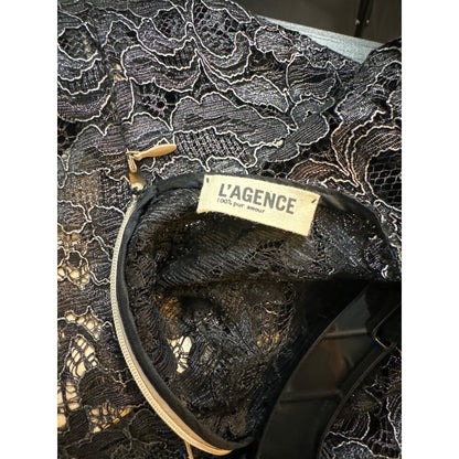 L'Agence Black Lace Dress with slip Size 8