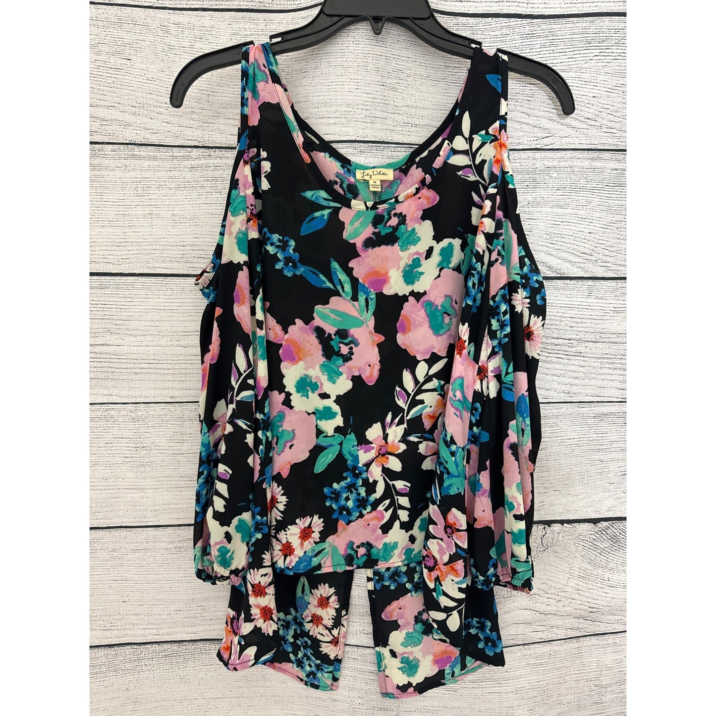 Lily White Cold Shoulder Flower Blouse M