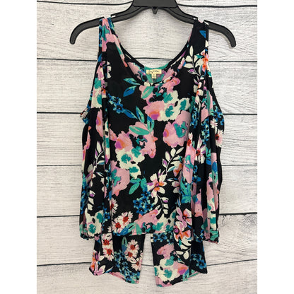 Lily White Cold Shoulder Flower Blouse M