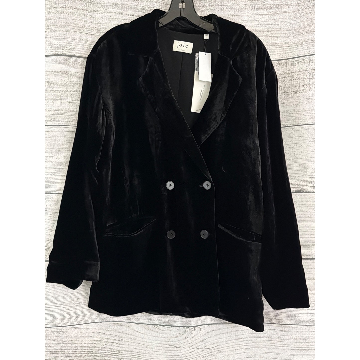 NWT Joie Black Velvet Double-Breasted Blazer Size S