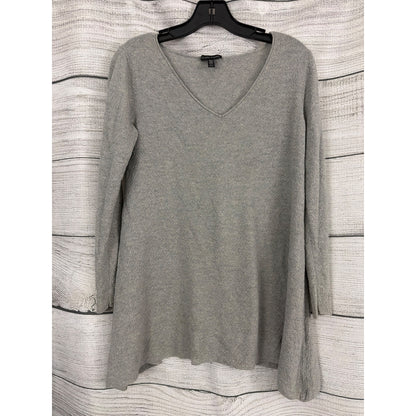 Eileen Fisher Gray Wool V Neck Long Sleeve Sweater Tunic Size XS