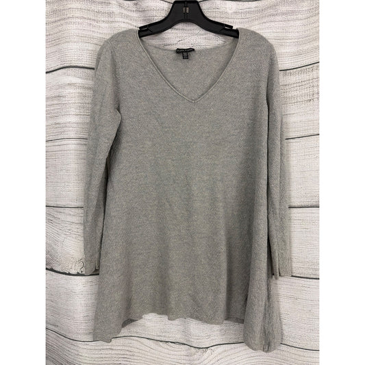 Eileen Fisher Gray Wool V Neck Long Sleeve Sweater Tunic Size XS