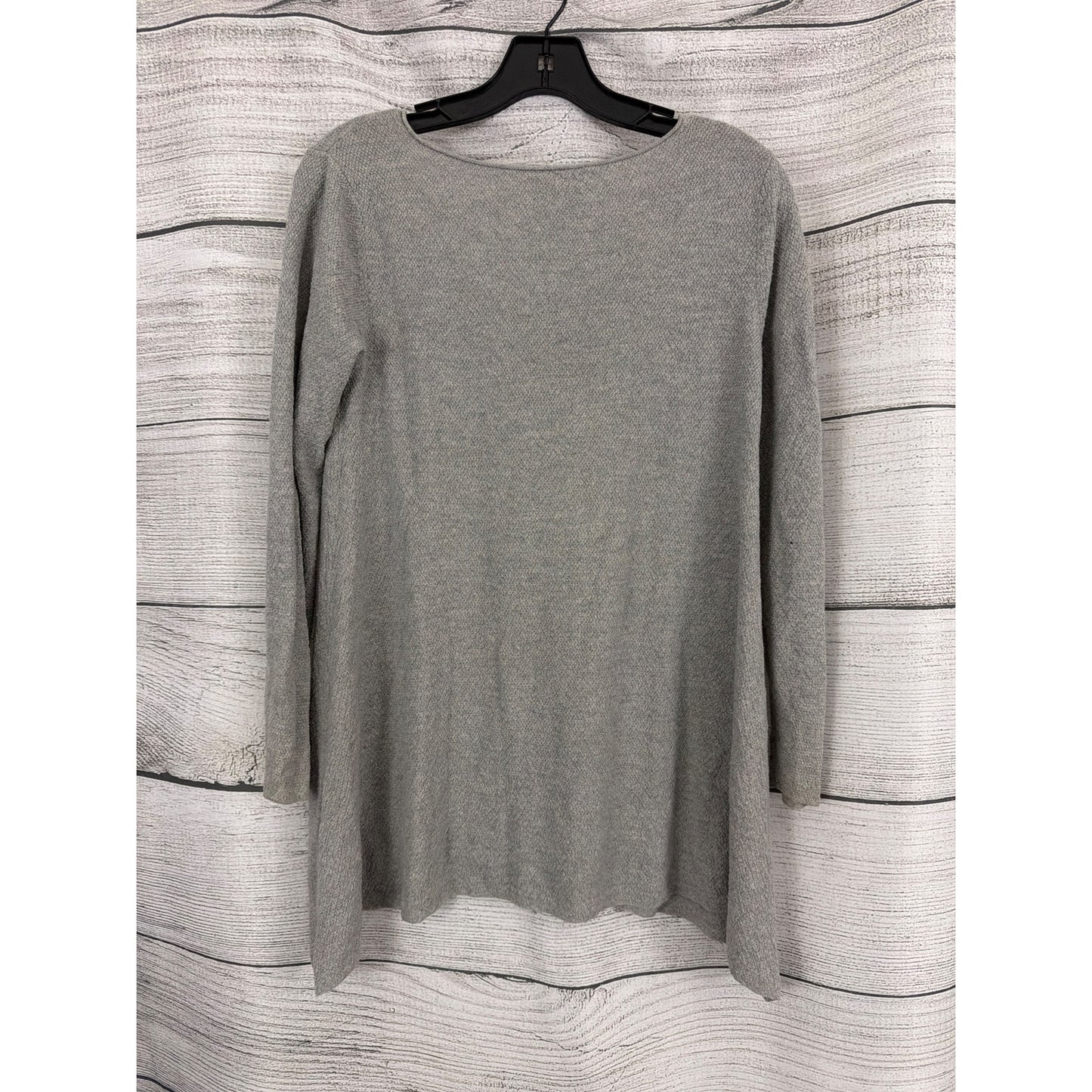 Eileen Fisher Gray Wool V Neck Long Sleeve Sweater Tunic Size XS