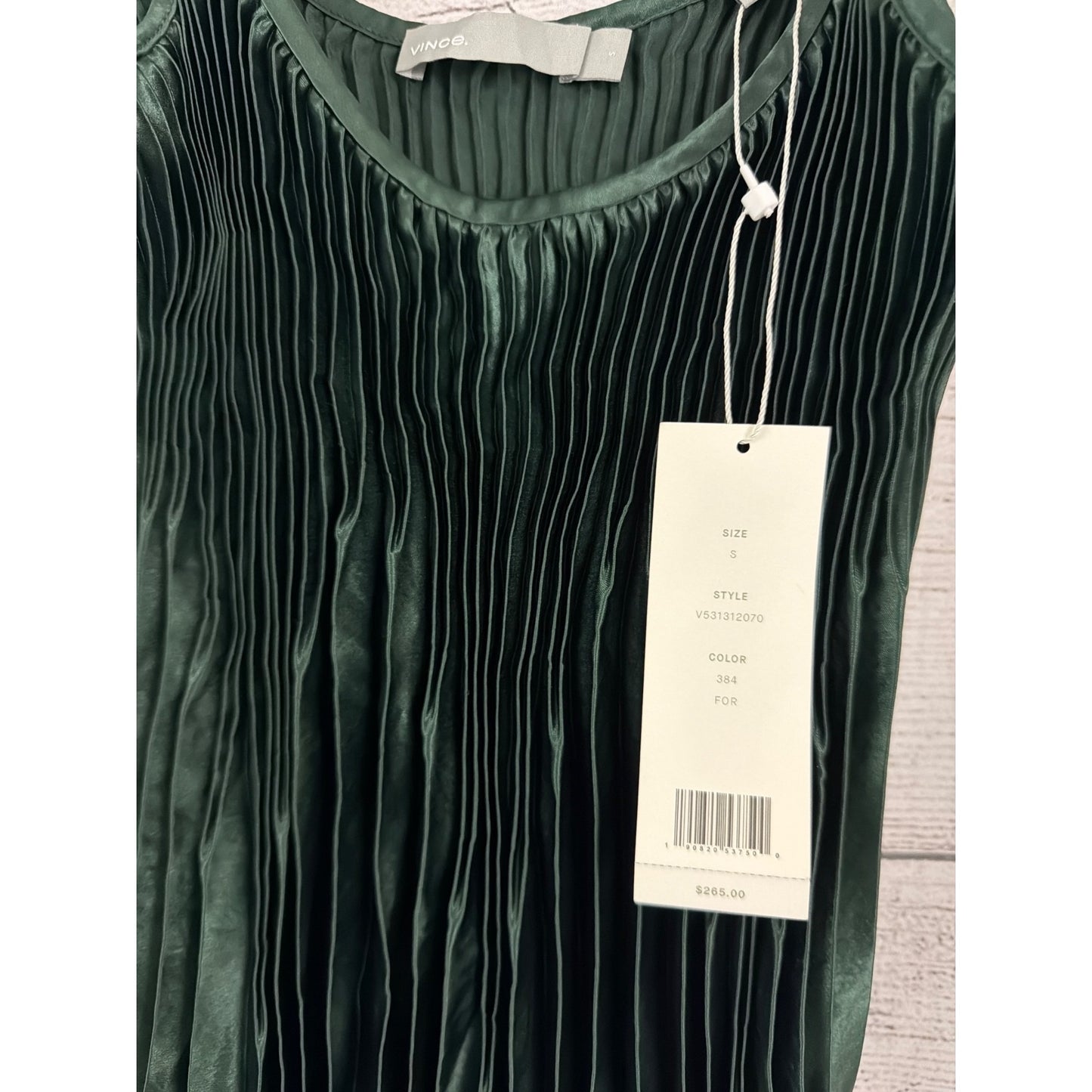 NWT Vince Emerald Green Pleated Spaghetti Strap Top Size S