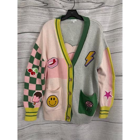 Minnie Rose Colorful Graphic Cardigan Sweater O/S