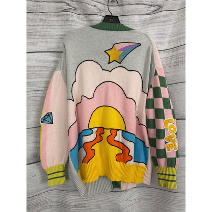 Minnie Rose Colorful Graphic Cardigan Sweater O/S