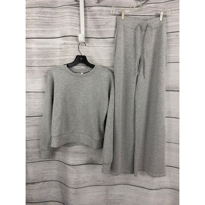 Spanx AirEssentials Gray Lounge Set Sweatshirt S & Wide-Leg Pants XS
