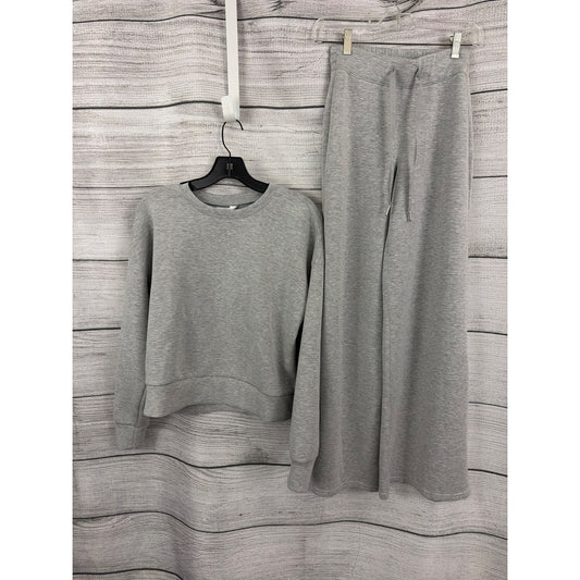 Spanx AirEssentials Gray Lounge Set Sweatshirt S & Wide-Leg Pants XS