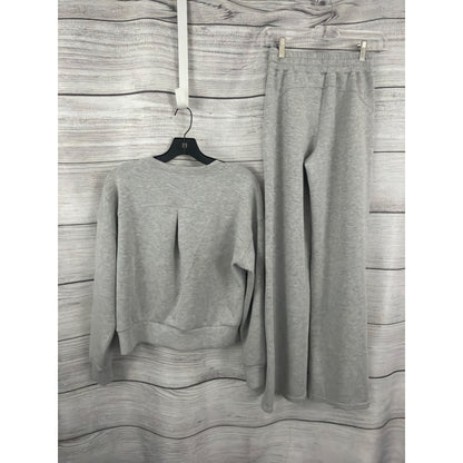 Spanx AirEssentials Gray Lounge Set Sweatshirt S & Wide-Leg Pants XS