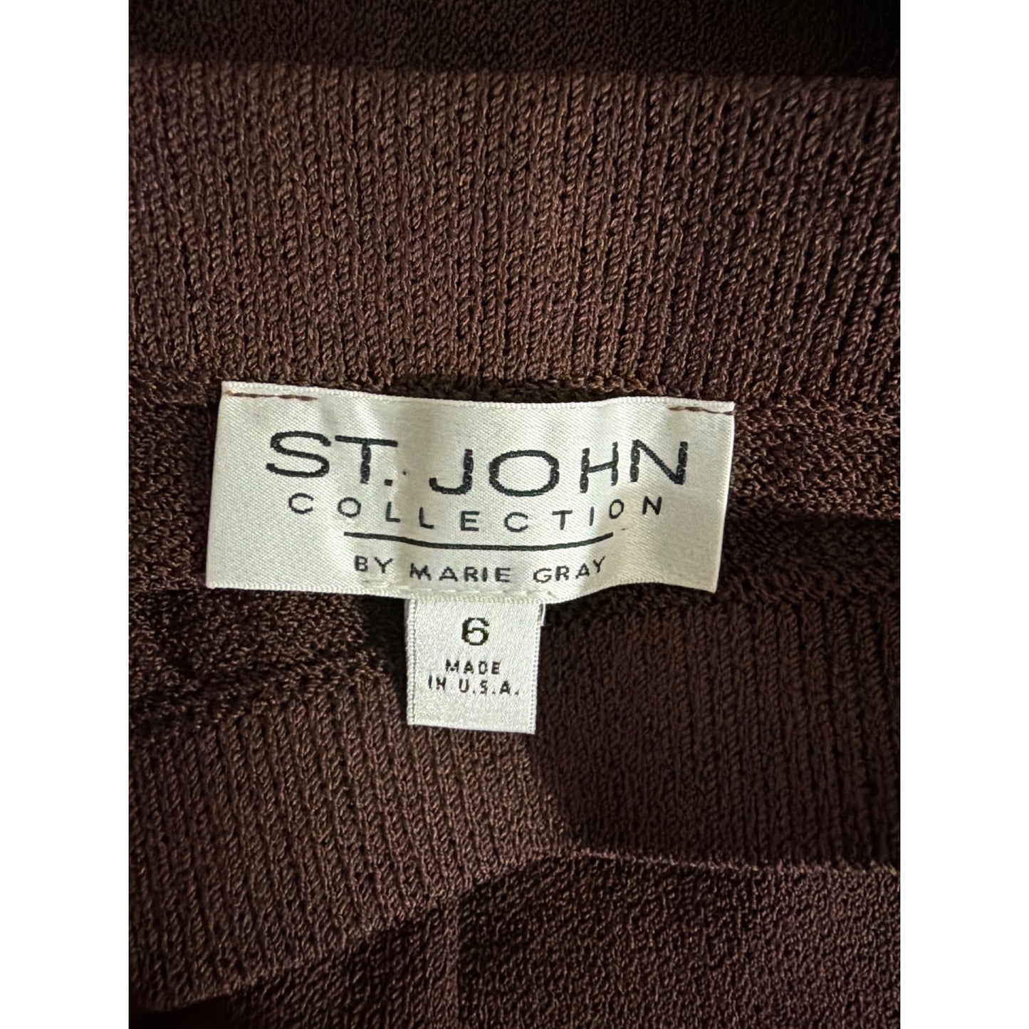 St. John Collection By Marie Gray Santana Brown Knit Pants Size 6