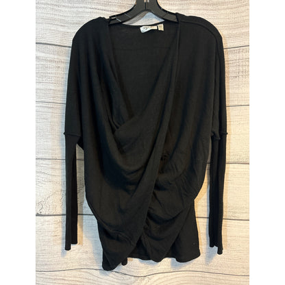 RD Style Black Drape Front Long Sleeve Top Size M