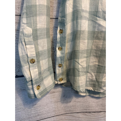 Marine Layer Green Plaid Half Button-Down Shirt Size XS