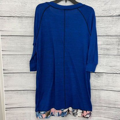 The Garment Creative, Blue Floral Hem Tunic Dress With 3/4 Sleeves, Size M