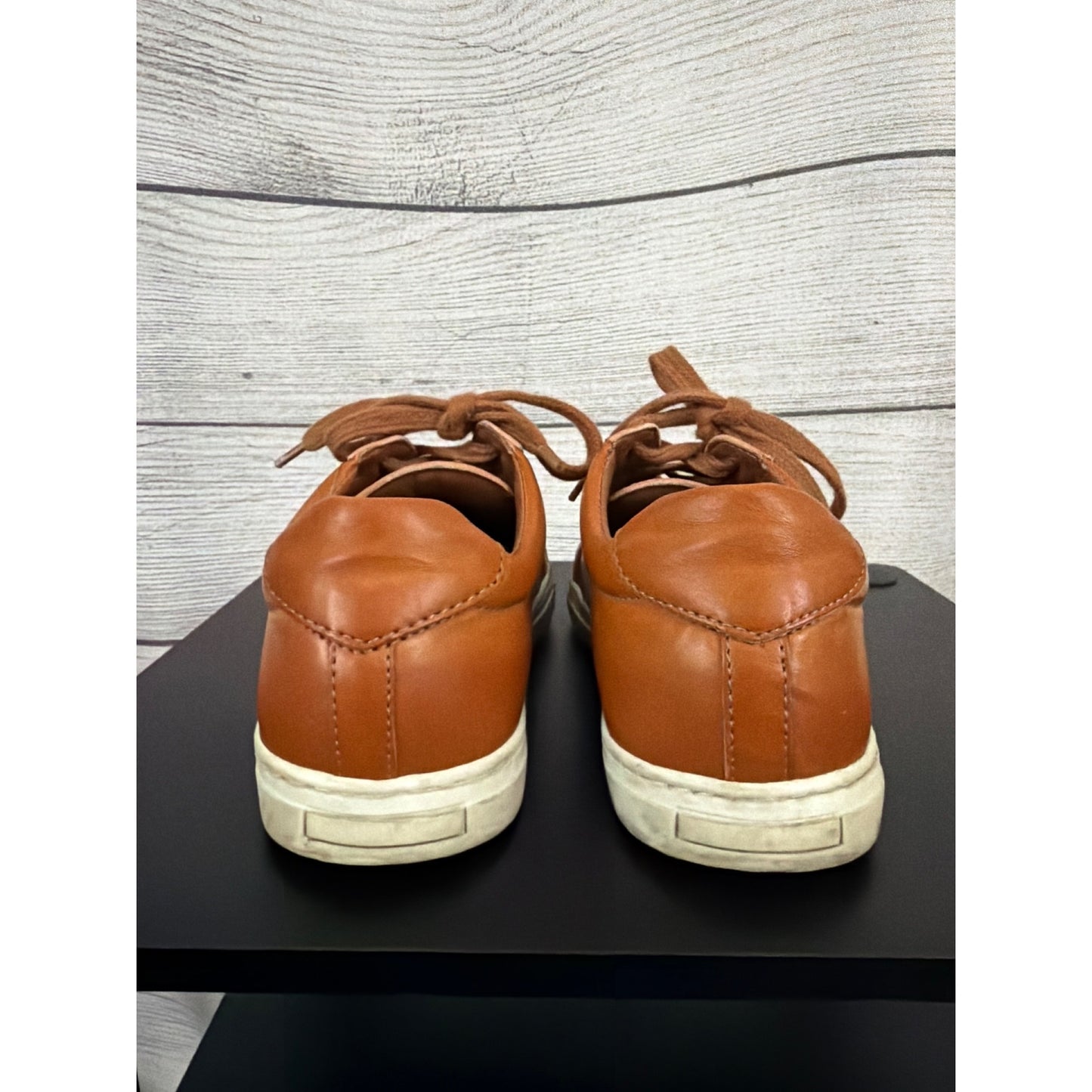 Vince Camuto Boys Brown Faux Leather Casual Sneakers Size 3