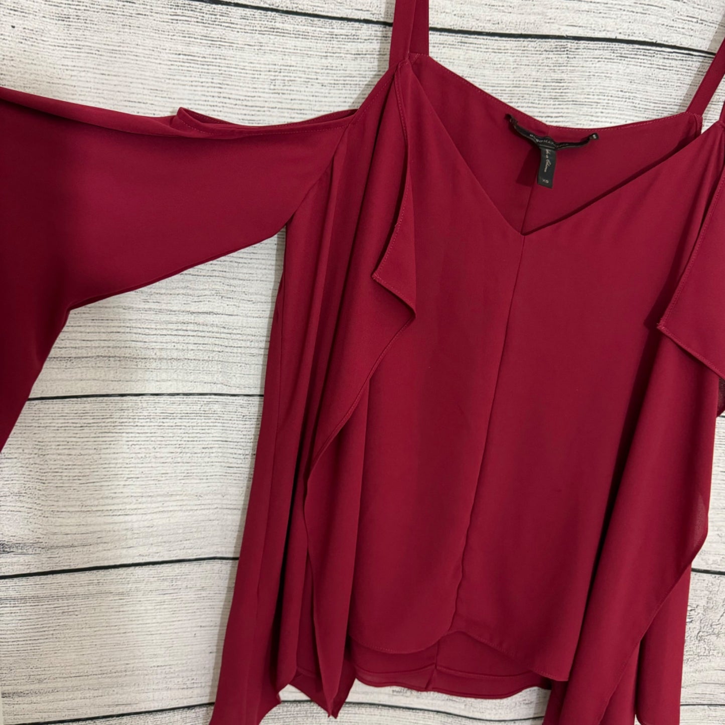 BCBGMaxazria Burgundy Cold Shoulder Top Size XS