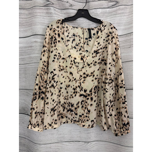 Knotsisters Leopard Print Long Sleeve Blouse Size L