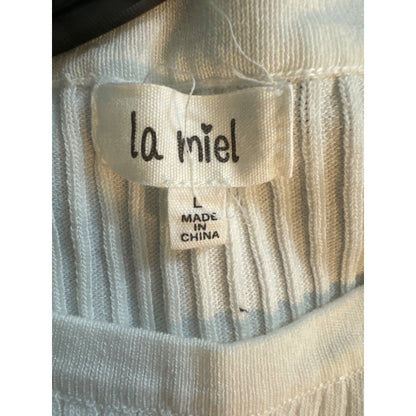 La Miel Ribbed Sleeveless Ruffle Top Size L
