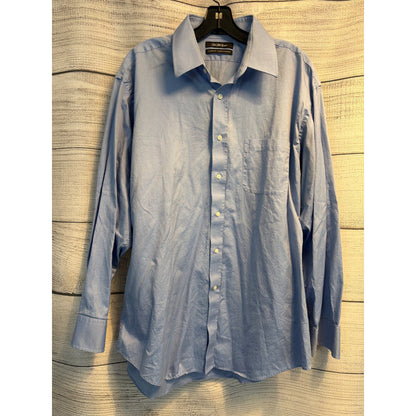 Saks Fifth Avenue Mens Blue Button-Down Shirt Classic Fit 100% Cotton 17 34/35