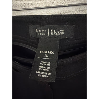 White House Black Market Slim Leg Black Stretch Pants Size 2R