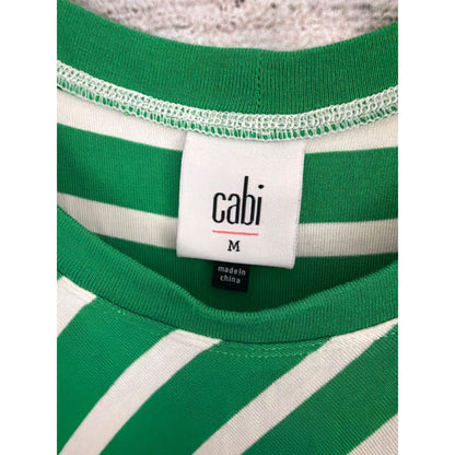 Cabi Amelia Green And White Striped Sleeveless Top Tank Size M