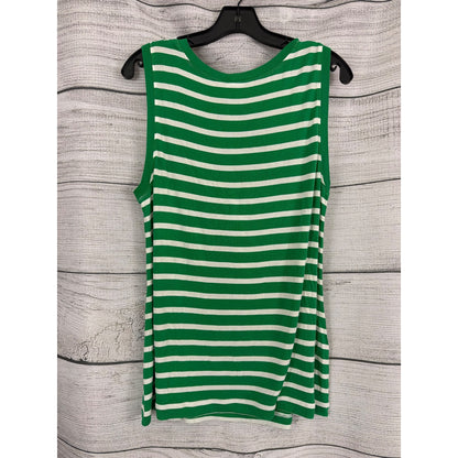 Cabi Amelia Green And White Striped Sleeveless Top Tank Size M
