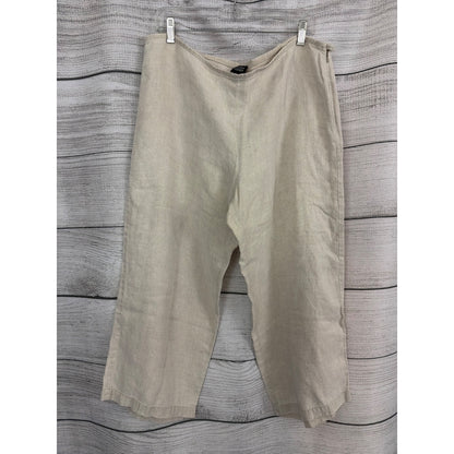Eileen Fisher Beige Wide-Leg Linen Pants Size L