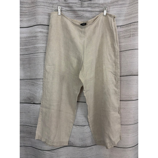 Eileen Fisher Beige Wide-Leg Linen Pants Size L